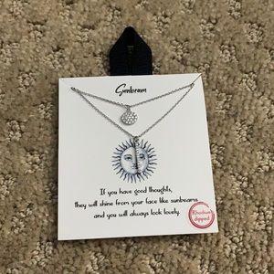 Layered sunbeam silver necklace